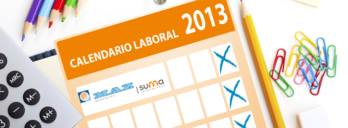 CALENDARIOS LABORALES 2013 MAZ